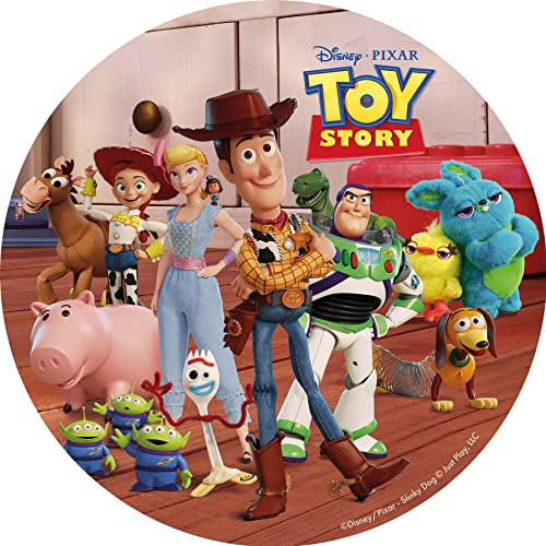 Dekora - Toy Story - Edible Wafer - Birthday Cake Decoration - Children's Characters: Sheriff Woody, Buzz Lightyear - Round 20CM