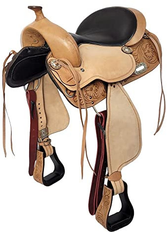 A&M Reitsport Arikara Selle western sans arbre en cuir de buffle, tête interchangeable, taille : 17 pouces