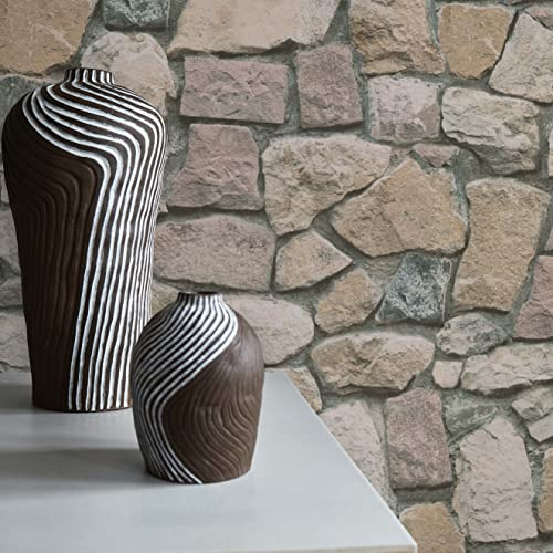 TADESSI Paper Wallpaper Eco Dekora Nature, Natural Stone Look, Colorful, Gray, Cream, Waterproof, Washable, Easy to Apply, Made in Germany, Dimensions 10.05m x 0.53m