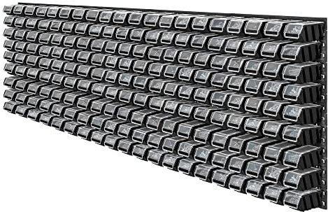 KADAX Werkzeugwandregal Groß, 232x78cm Lagersystem aus robustem Kunststoff, UV-Resistentes Modul-System, Erweiterbare Wandplatten, Werkstattregal für Garage (Schwarz, 180 tlg.)