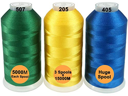 New brothread Set of 3 Basic Colors-2 Polyester Machine Embroidery Thread Huge Spool 5000M for All Embroidery Machines