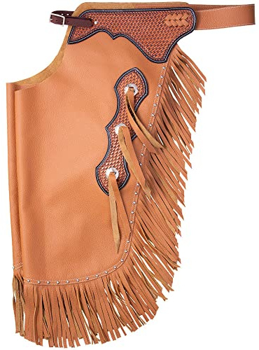 Sazaar Tack Chinks in pelle western con carré lavorato per uomo donna bambino piccolo medio grande ST-011 (XX-Large)