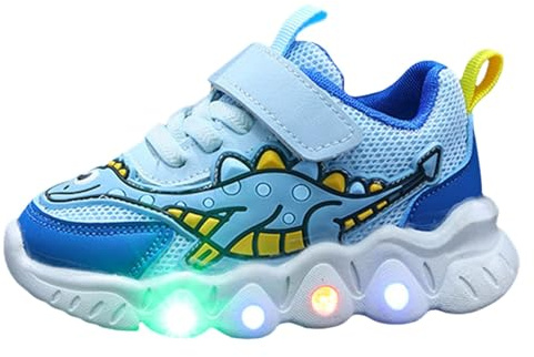 Chaussures de Sport Dinosaures de Dessin animé pour garçons et Filles, Chaussures Respirantes en Maille, Chaussures Lumineuses pour Enfants de Petite et Moyenne Taille, Nouvelle Fille Argent Football