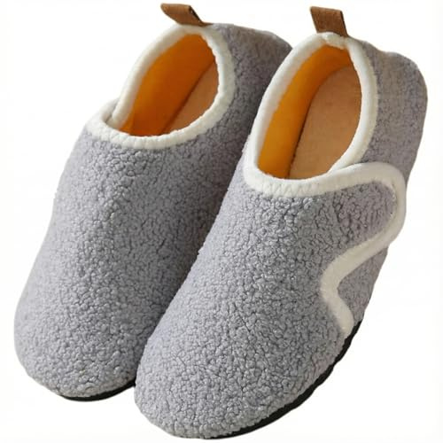 Solshine Pantofole chiuse in peluche per donna - Calde e antiscivolo, grigio, 38/39 EU