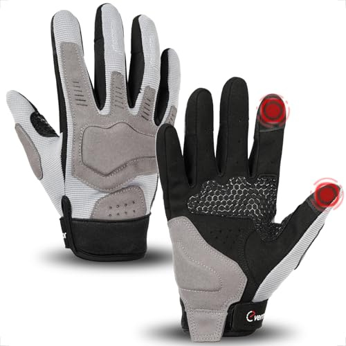 evermotor Gants de Vélo, Gants pour Cyclomoteur, Gants de Scooter Unisexes, Gants d’Été Tactiles, Confortables et Respirants, pour Vélo, Scooter et Cyclomoteur (Gris, Taille M)
