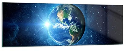 Quadro su Vetro 160x50cm Stampe da Parete in Vetro Terra Universo Stelle galassia Grandi XXL Decorazione Murale Camera da Letto Cucina 1 pezzo Quadri Moderni Soggiorno Immagini Wall Art GAB160x50-2943