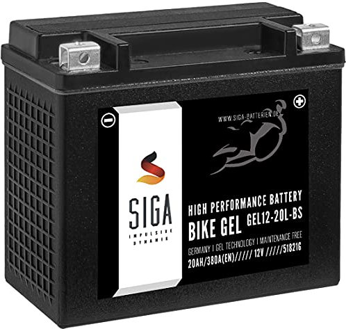 SIGA GEL Motorradbatterie 12V 20Ah 380A/EN GEL Batterie YTX20L-BS GEL12-20L-BS YTX20L-4 HVT-01