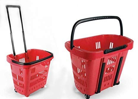 Gicos Cesta Cestino Trolley Spesa Rosso 34 lt 46 * 35 * 41 cm 25KG con rotelle ELL- 445675