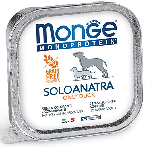 Monge Alimento Cibo Umido per Cani MONOPROTEICO 100% Anatra GR.150X24