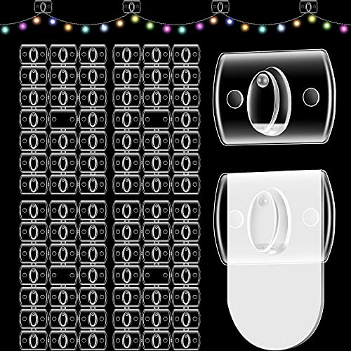 Jetec 200 Pieces Mini Light Clips Clear Traceless Christmas Wall Hanging Decorating Hook Clips with Adhesive Dots for Christmas Home Indoor Outdoor Party Decoration Supplies