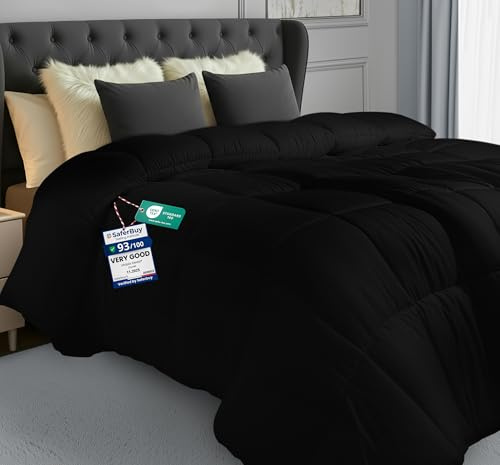 Utopia Bedding Coverless Double Duvet, 4.5 Tog Lightweight Summer, Black | Soft & Cozy Comforter with Ultra-Soft Touch Microfiber filling & Corner Tabs, and OEKO-TEX® STANDARD 100 certification
