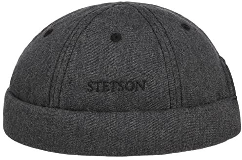 Stetson Cotton Melange Dockermütze Herren - UV Schutz 40+ - 100% Baumwolle - Docker mit Klettverschluss - Sommer/Winter anthrazit XL (60-61 cm)