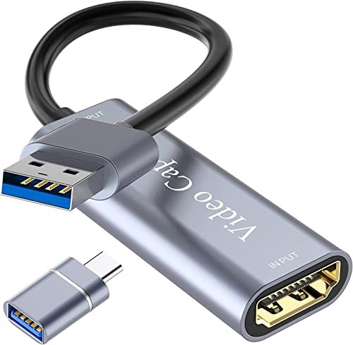 Capturadora Video HDMI a USB, 4K 1080P Full HD,para transmisión/Juegos/videoconferencias/enseñanza en línea,Disponible para Windows, Mac OS 10.9 o Posterior, Linux(Plata)