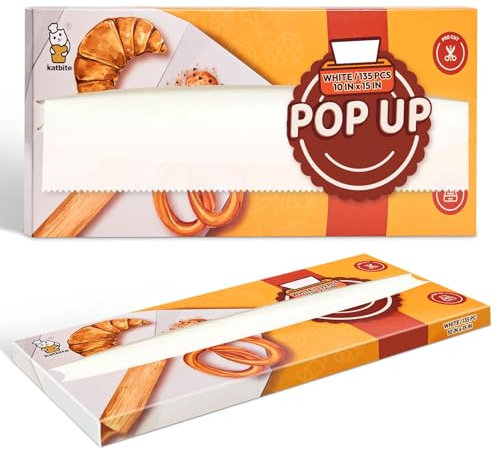 Katbite 135Pcs 10x15 Inch Pop-Up Parchment Paper Sheets, Pre-Cut Heavy Duty Baking Parchment Paper Sheets, Pop-Up Paper Dispenser Box for Kitchen Cooking Space-Saving