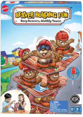 Mattel Games Castors Cass'Tour Tour à construire Jeu de société pour les soirées en famille, les soirées jeux, les voyages et le camping, HPW60