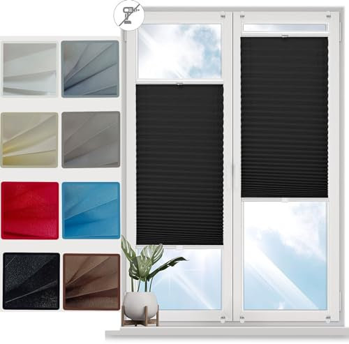 Klemmfix Estor Enrollable 120 x 140 cm Proteccion Solar, Stores Noche y día protección Solar estores palisados Estores para Ventanas para Ventanas y Puertas, Negro