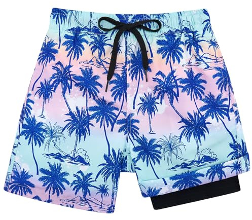 Kids4ever Short de Bain pour garçon de 8 Ans à séchage Rapide avec Doublure de Compression Boxer Anti-frottement