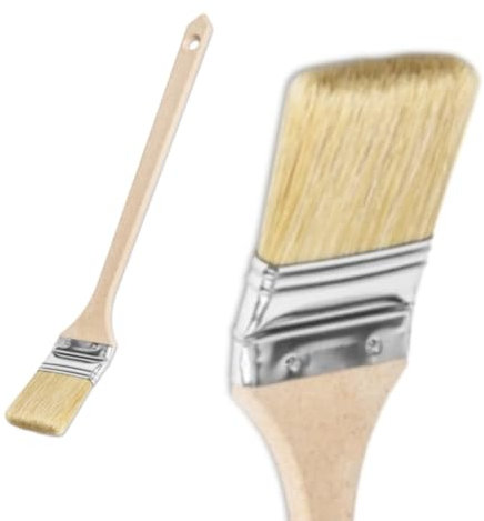 Heizkörperpinsel 63 mm mit langem Holzgriff – Flachpinsel für Ecken & schwer zugängliche Stellen – Profi-Malerpinsel für Lack, Öl, Lasur (1 Stück)