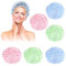 6 Pièces Bonnet de Douche,Bonnet de Bain élastiques Réutilisables,Imperméable Bonnet De Douche,Pour Femmes Filles Douche SPA Salon (Bleu,Rouge,Vert)