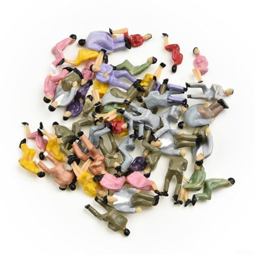 50 figuras de personas, modelo a escala 1:50, trenes arquitectónicos de plástico, figuras de personas pequeñas sentadas para escena en miniatura