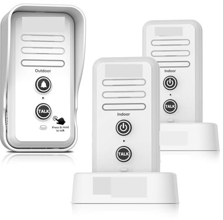 Citofono di interfono for campanelli senza fili con portata di 0,5 miglia Regola il volume del ricevitore del campanello ricaricabile Tappo impermeabile per le imprese(White 1T2-01)