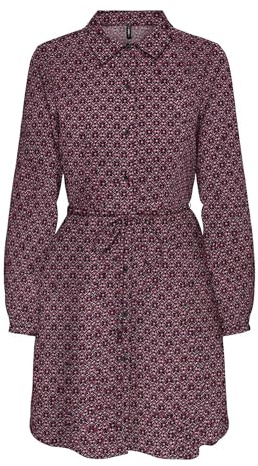 ONLY Shirt Dress Onlnova Life Elite L/S Abito Camicia, Cabernet, L Donna