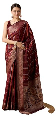 Vedant Vastram Women's Soft Litchi Silk Banarasi Silk Saree (Str-Apexa-Maroon)