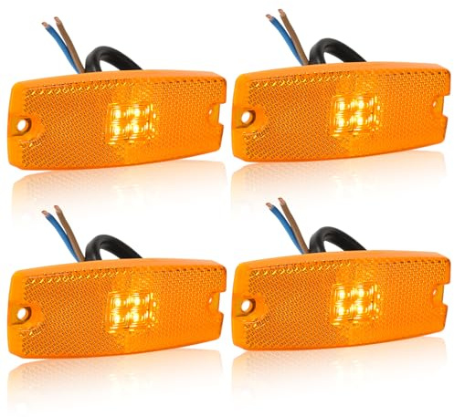 Yuanjoy 4x Orange LED Side Marker Lights, 12 V/24 V Trailer IP65 Waterproof Marker Lights with ECE R10 Certified, for Trailers, Vans, Caravans, Trucks