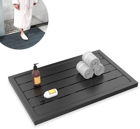 QEENTOE Tapis de douche, grille de sauna, élément de sol, pour l'intérieur et l'extérieur, en plastique, stable aux UV, antidérapant, léger, pour salle de bain, échelle de piscine, douche de jardin