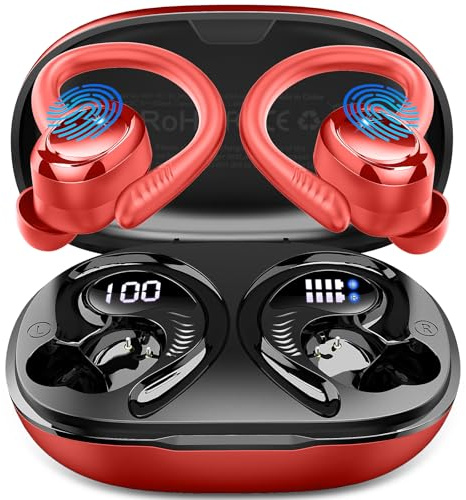 Hupoaf Wireless Earbuds Sport, 3D-Stereo Bluetooth 5.4 Headphones Deep Bass Ear Buds, 4 ENC Noise Cancelling Mic Earphones, 50+Hrs USB-C IP-X7 Waterproof Headset Running Workout Gym for Android iOS