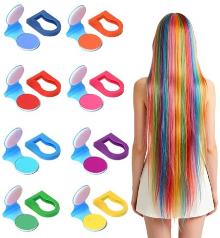 Tiza Temporal para el Cabello Pintura Lavable de 8 Colores para Infantiles