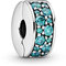 PANDORA Moments Petrolfarbener Pavé-Clip Sterling Silber, Cubic Zirconia 791817MCZ