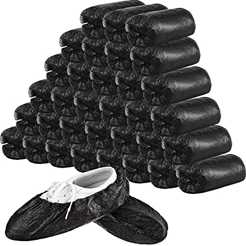 400 Pièces (200 Paires) Couvre-Chaussures et Couvre-Bottes Jetables pour Plancher, Tapis, Protège-Chaussures, Antidérapant Durable (Noir)