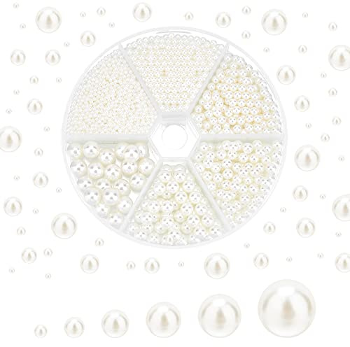 PH PandaHall 2200pz Perle Beige Perle Imitate Non Perforate Perline Perla Acriliche Mini per L'abbigliamento per Vasi Tavola Riempitivi Galleggianti Decorazioni Matrimoni Estivi 2/3/4/5/6/8mm