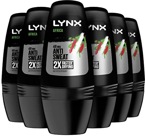 LYNX Africa 48-hour protection against odour and wetness Anti-perspirant Roll On deodorant with an iconic scent 6 x 50 ml