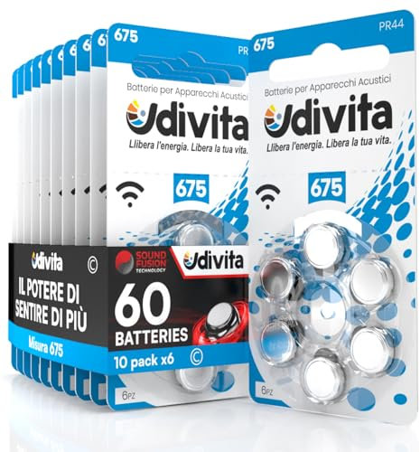 60 Pilas para audífonos Udivita Tipo 675