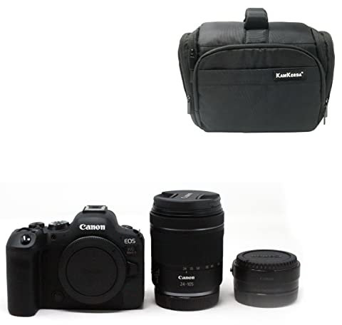 KamKorda Camera Bag + R6 Mark II Mirrorless Digital Camera Body + RF 24-105 f/4-7.1 IS STM Lens + R Mount Adapter, 24.2MP Full-Frame CMOS Sensor, 4K60 10-Bit Internal Video + 2 Year Warranty