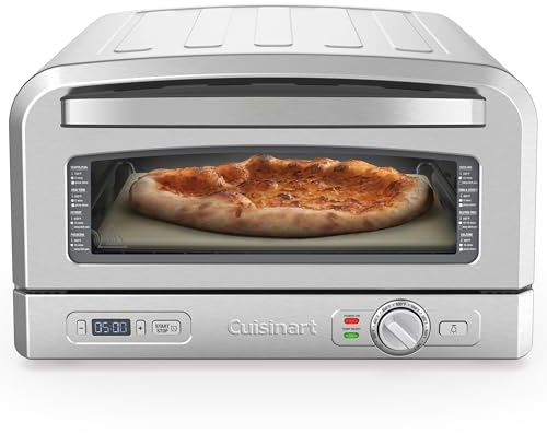 Cuisinart Indoor Pizza Oven, Bakes 12 Pizzas in Minutes, Countertop Electric Pizza Oven Heats up to 700°F, Large Viewing Window, Interior Light, Includes 12.5 Pizza Stone, CPZ-120, Stainless Steel