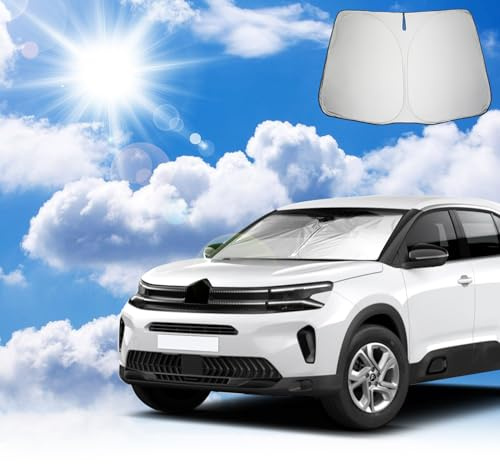 Coleya Parasol para Coche Compatible con Citroen C5 Aircross 2018-2025, Parasol para Parabrisas Delantero de Coche, Accesorios Citroen C5 Aircross Protección Solar, Protección UV, Plegable