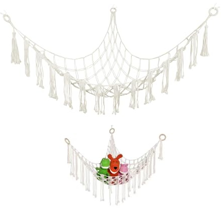 Toy Storage Hammock for Stuffed Animals Net Hammock Plush Toy Hanging Corner Soft Toy Hammock with Hooks for Kids Bedroom Decor, 140×140×100cm