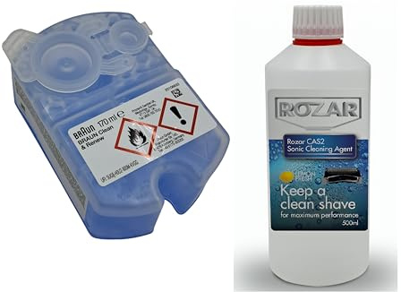 Braun Clean and Renew Cartridge + Shaver Cleaner Fluid Refill Bottle for 3 Refills, Equivalent to 4 Cartridges, 500ml, Improved Formula with 25% More Isopropyl Alcohol