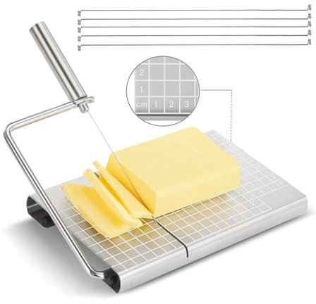 OYWEHECE Acciaio Inossidabile Formaggio affettatrice, Multiuso Formaggio affettatrice con Lame per Blocco Formaggio Burro Verdure Salsiccia Erbe & più, affettatura Senza Sforzo,B