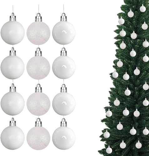 30 mm/24 st julgranskulor okrossbara vita, julgransdekorationer bollprydnader bollar jul hängande dekorationer högtidsdekor – glänsande, matt, glitter