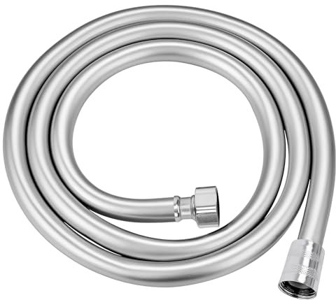Tubo Doccia Flessibile in PVC 1.5m - Anti Torsione, Alta Pressione e Resistenza - Argento