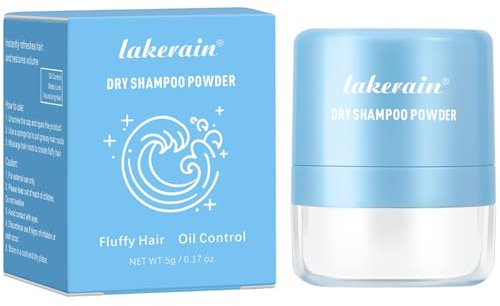 Champú seco en polvo para mujeres y hombres: volumen natural, tamaño de viaje para cabello graso (Blue - Ocean fragrance)