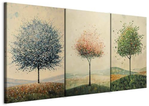 murando - Set di 3 Quadri Fonoassorbenti Decorativi Multipannello Moderni Alberi Stagionali 180x90 cm (3 pz. 60x90 cm ognuno) - Collage 3 Pezzi - Quadro Moderno - - Arredamento Casa c-H-10078-b-a