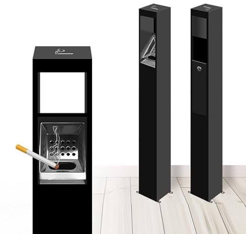Cendrier Extérieur Cigarettes, Cendrier Exterieur sur Pied, Élimination des Mégots de Cigarettes en Extérieur, Réceptacles à Fumer Commerciaux Noirs