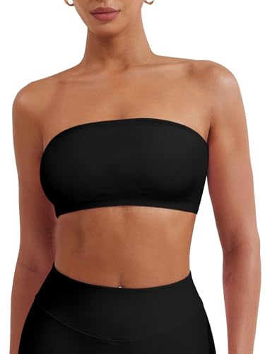 YEOREO CoreFlex Workout Bandeau Sports Bra Black S