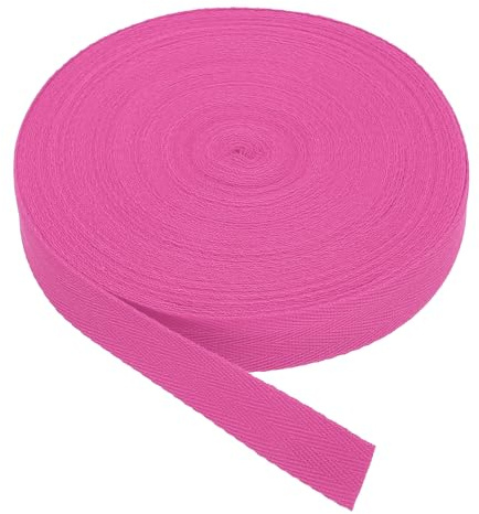PATIKIL Cinta De Gabardina De Algodón De 1 Pulgada 25 Yardas Cinta De Algodón Cinta De Sesgo Trenzado En Espiga Para Coser Envolver Regulos Manualidades DIY Rojo Rosa