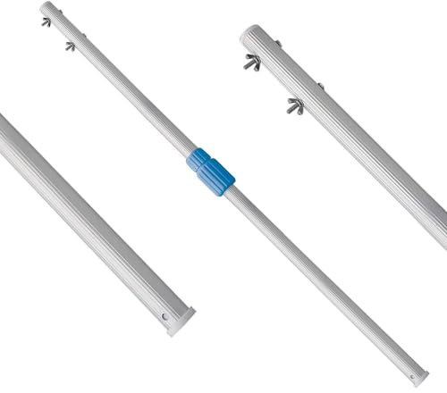 Keeper Pértiga Telescópica Extensible para Piscinas 2,40–4,80 m, Mango de Aluminio Ligero con Doble Sistema Clip y Palomilla, Compatible con Cepillos, Limpiafondos y Recogehojas